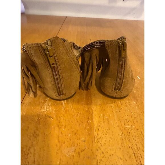Minnetonka Brown Suede Fringe Beaded Sandals SZ 9 - Picture 6 of 9